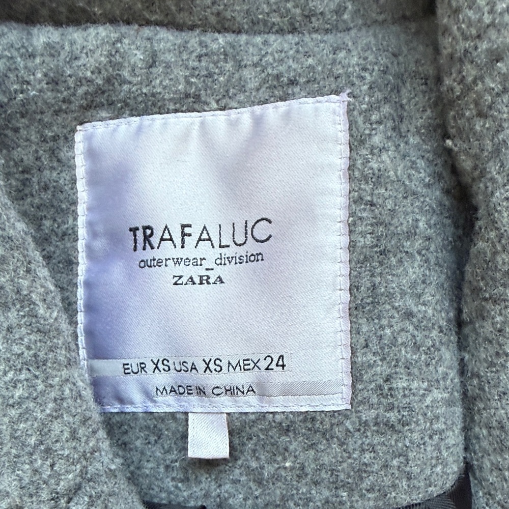 Zara Charcoal Double-Breasted Pea Coat size XS gray - Picture 2 of 6